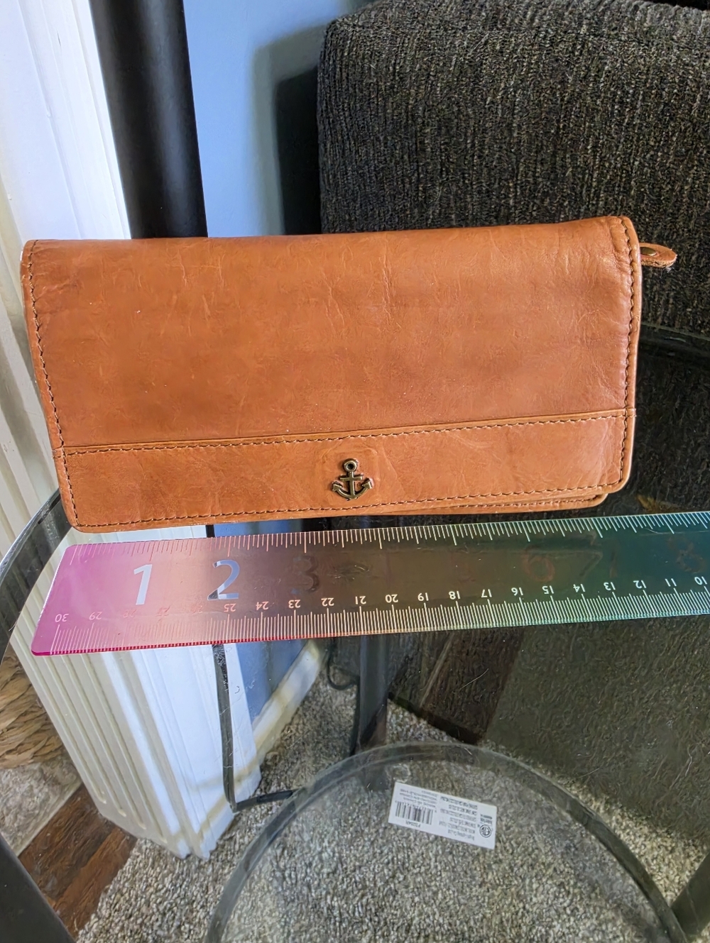 Harbour Anchor Leather Wallet Clutch in Tan